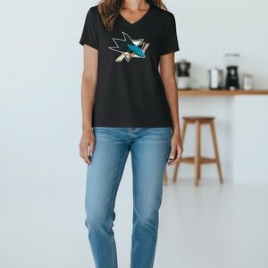 NHL San Jose Sharks Fanatics Black V-Neck T-Shirt
